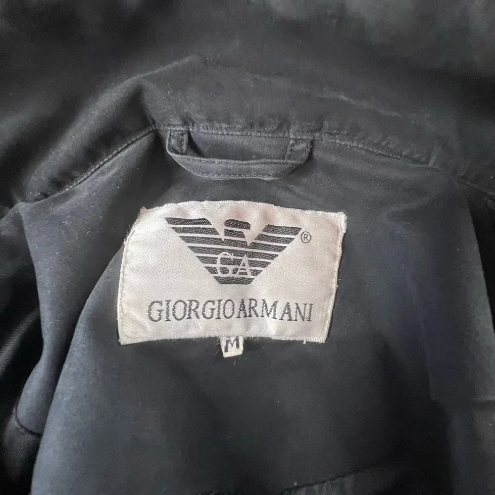 Giorgio Armani SZ M Black/Charcoal Raincoat With Invisible Rain-hat